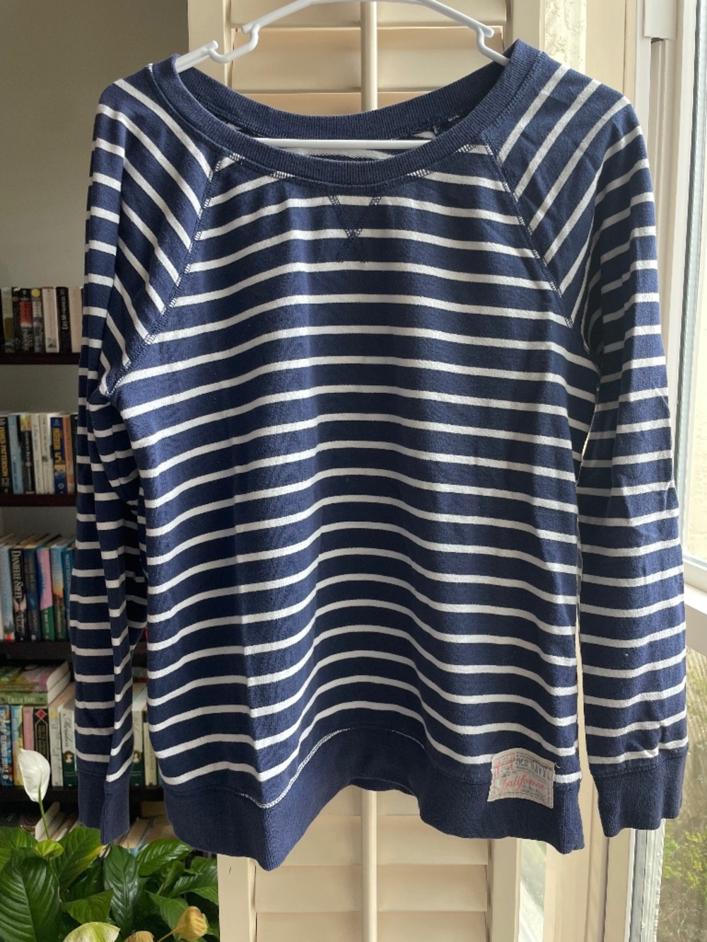 Old Navy Navy and white striped crewneck